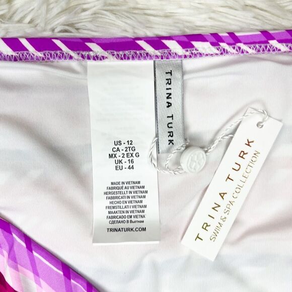 Trina Turk Prismatic Multicolored Side String Hipster Bikini Bottoms Size 12 - Picture 6 of 6